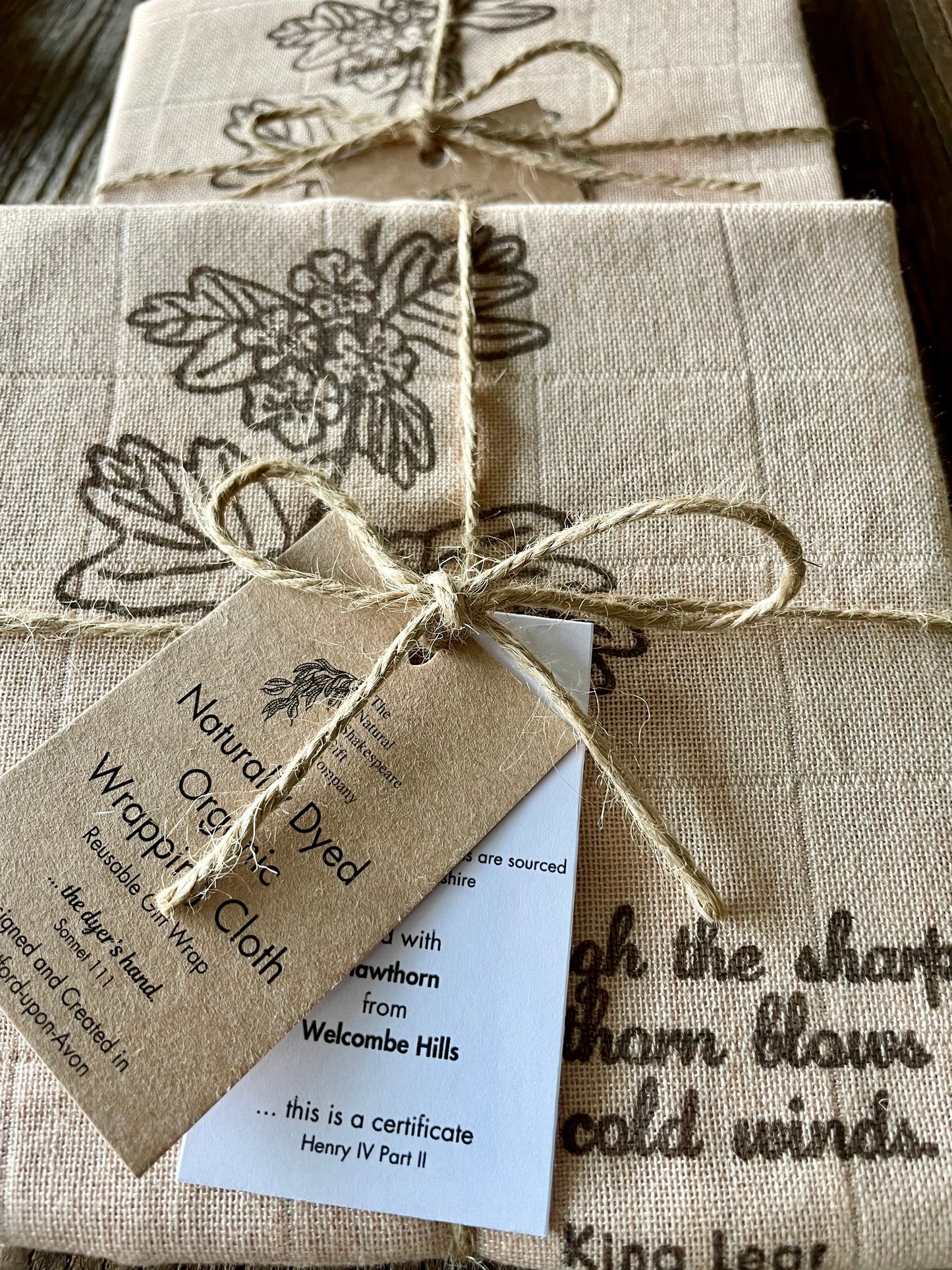 Naturally Dyed Gift Wrapping Cloth: Hawthorn