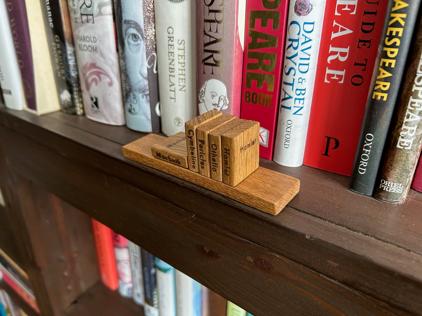 Wooden Shakespeare Books With Shelf: Oak
