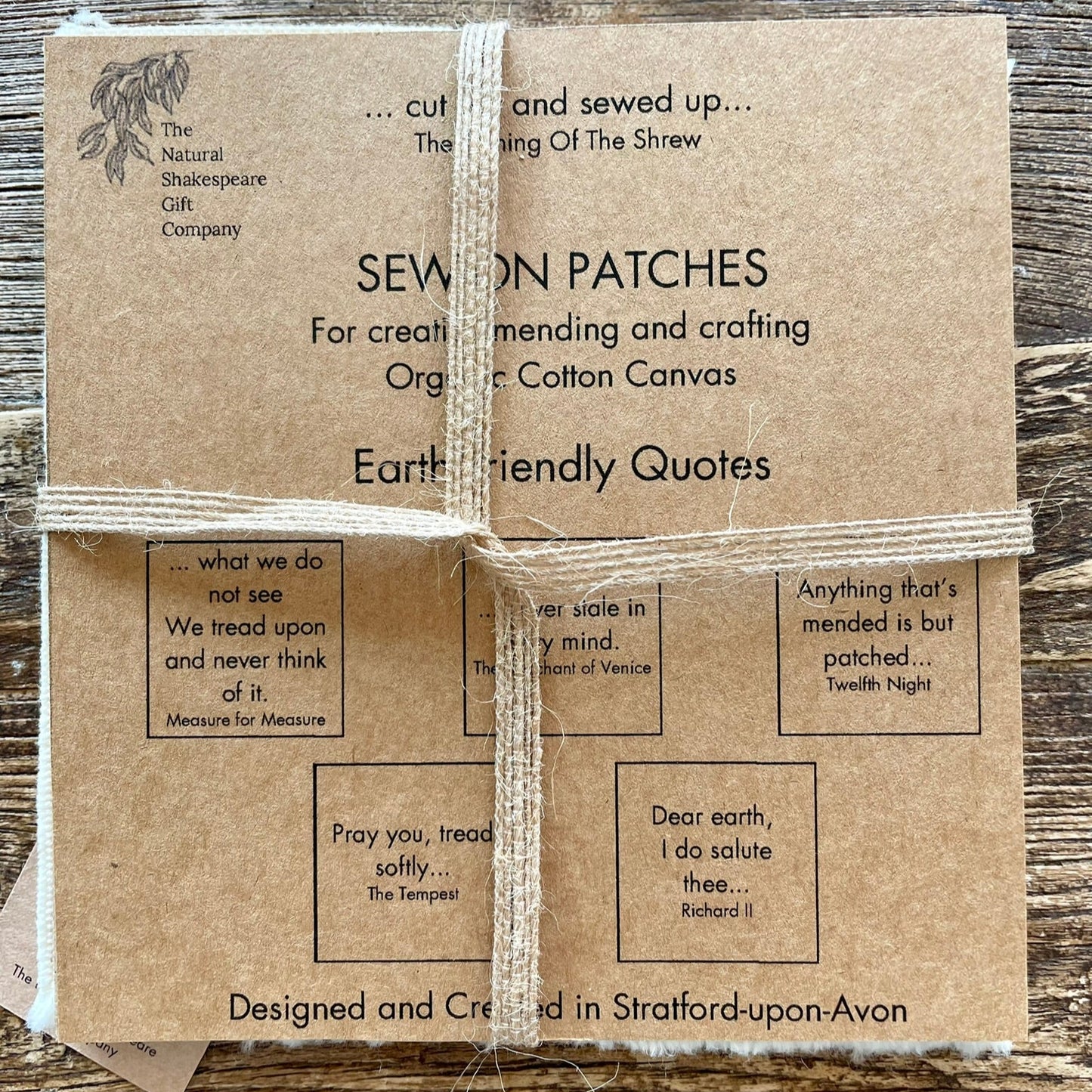 Sew-On Patches Set: Shakespeare's Earth-Friendly Quotes