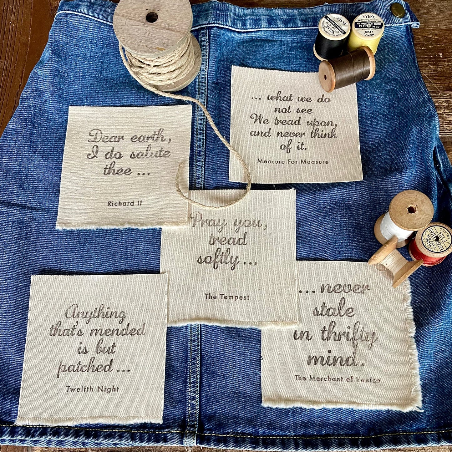 Sew-On Patches Set: Shakespeare's Earth-Friendly Quotes