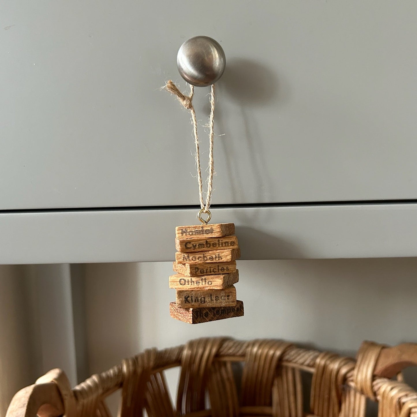 Wooden Hanging Decoration: Stack of Books: Oak