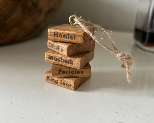 Wooden Hanging Decoration: Stack of Books: Oak
