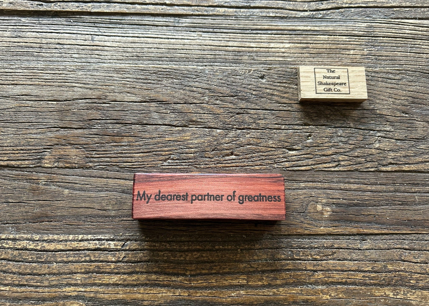 Wooden Love Quote Block: Redwood. 'my dearest partner of greatness'