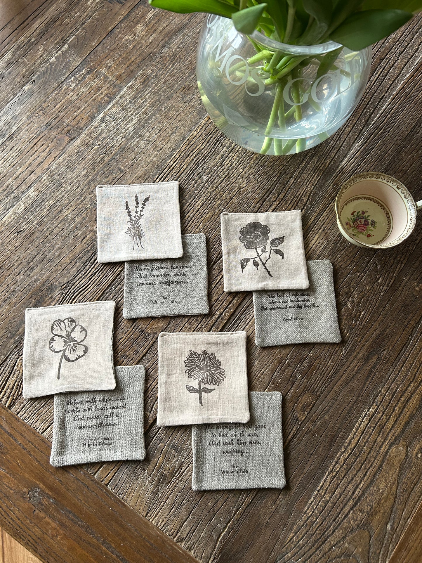 Coasters Set: Shakespeare's Flowers