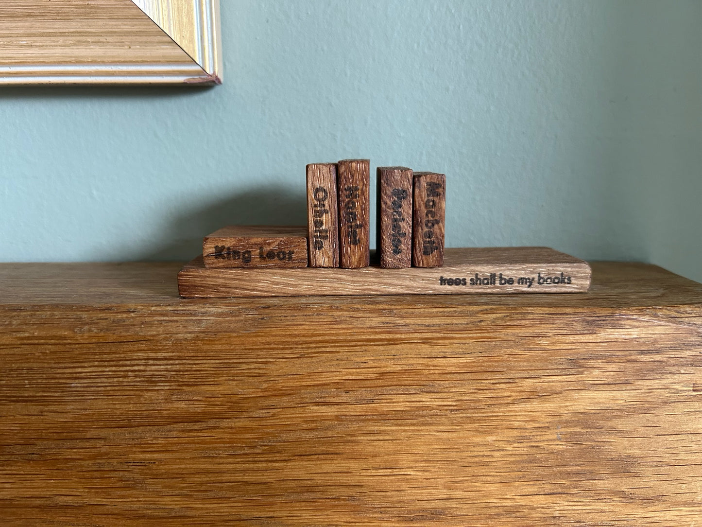 Wooden Shakespeare Books With Shelf: Oak