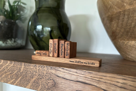 Wooden Shakespeare Books With Shelf: Oak