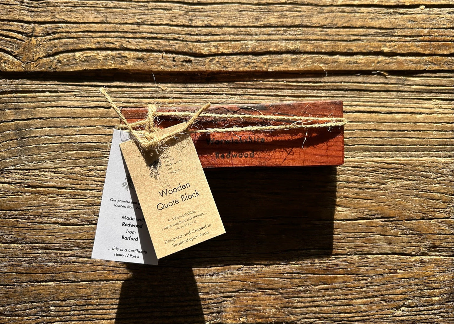 Wooden Love Quote Block: Redwood. 'my dearest partner of greatness'