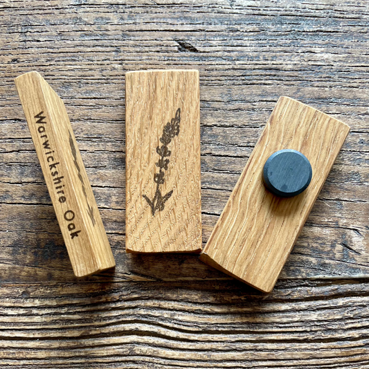 Wooden Fridge magnet: Oak. Lavender Sprig.
