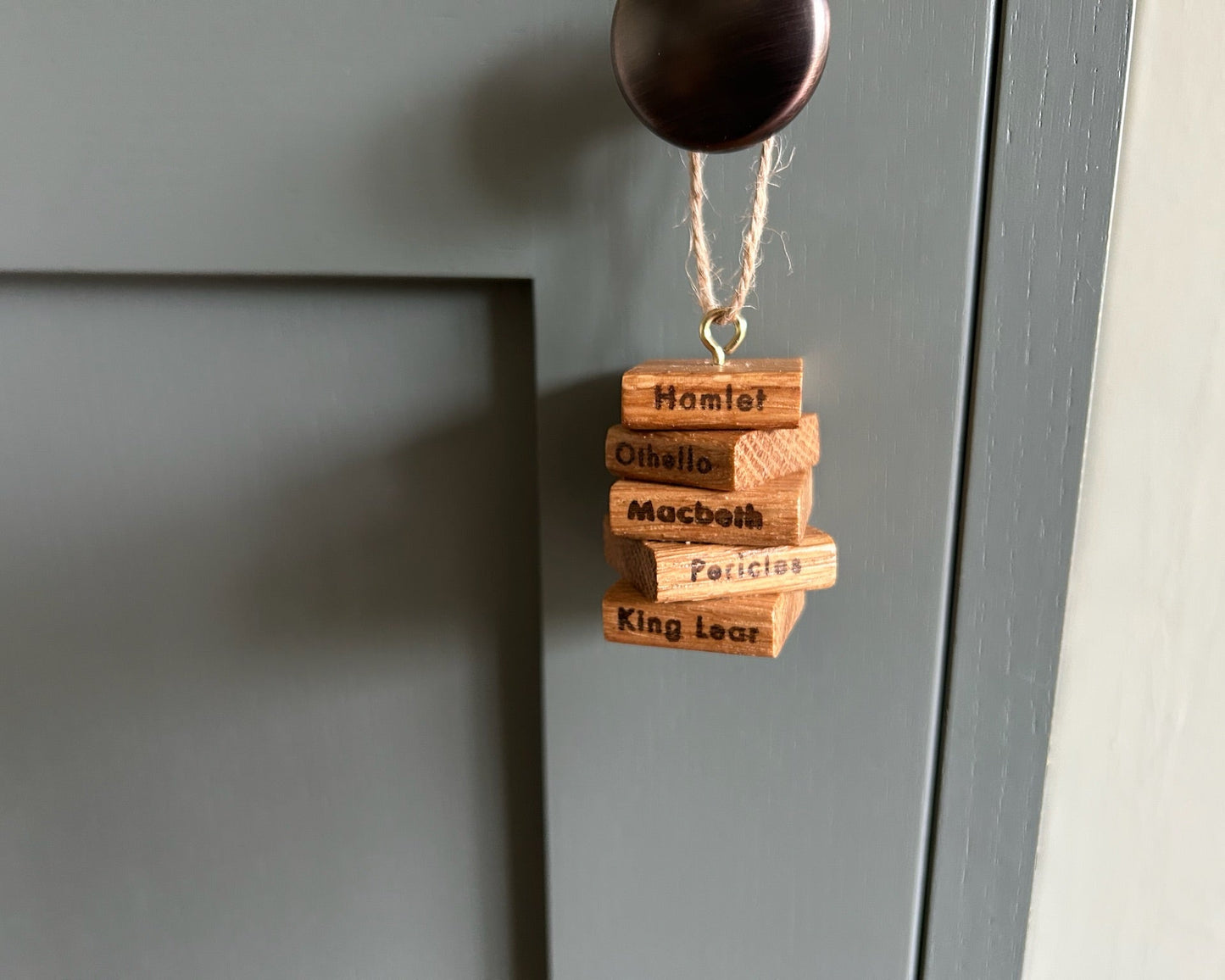 Wooden Hanging Decoration: Stack of Books: Oak