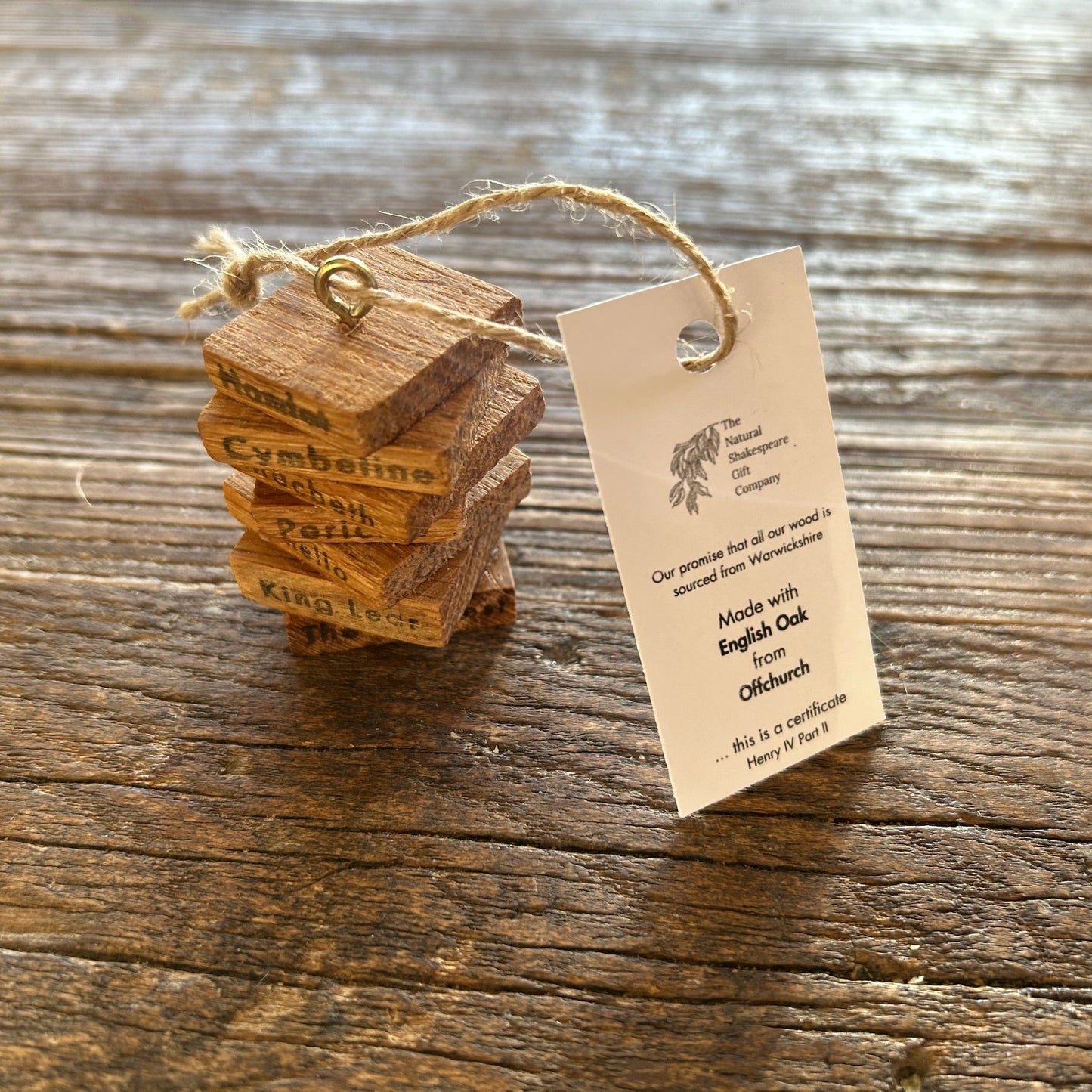 Wooden Hanging Decoration: Stack of Books: Oak