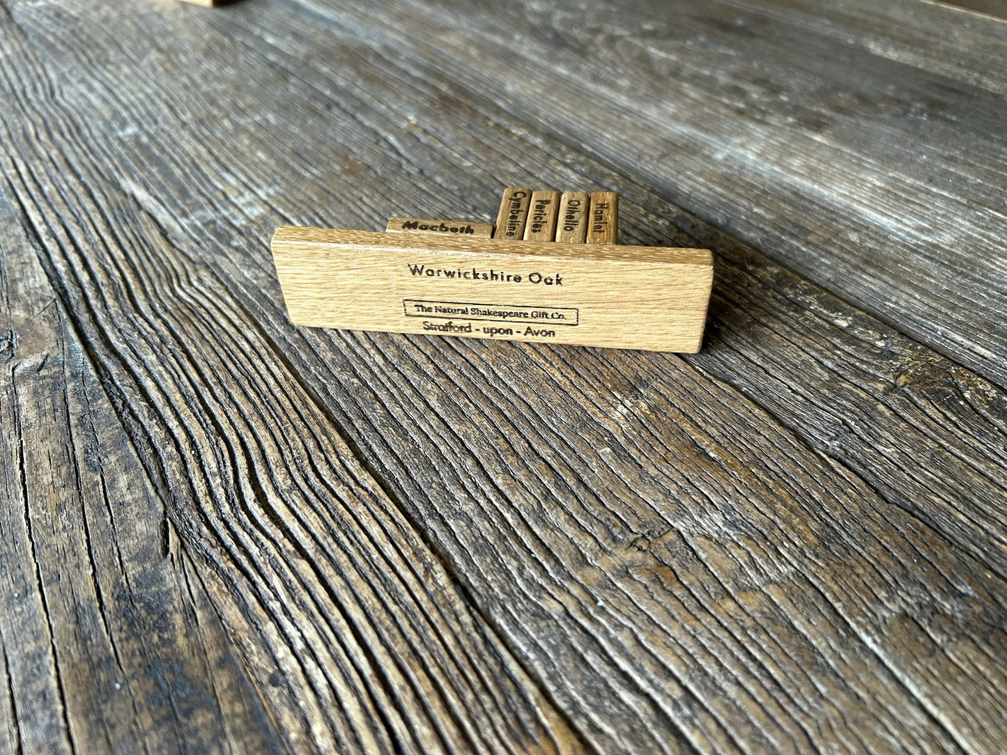 Wooden Shakespeare Books With Shelf: Oak