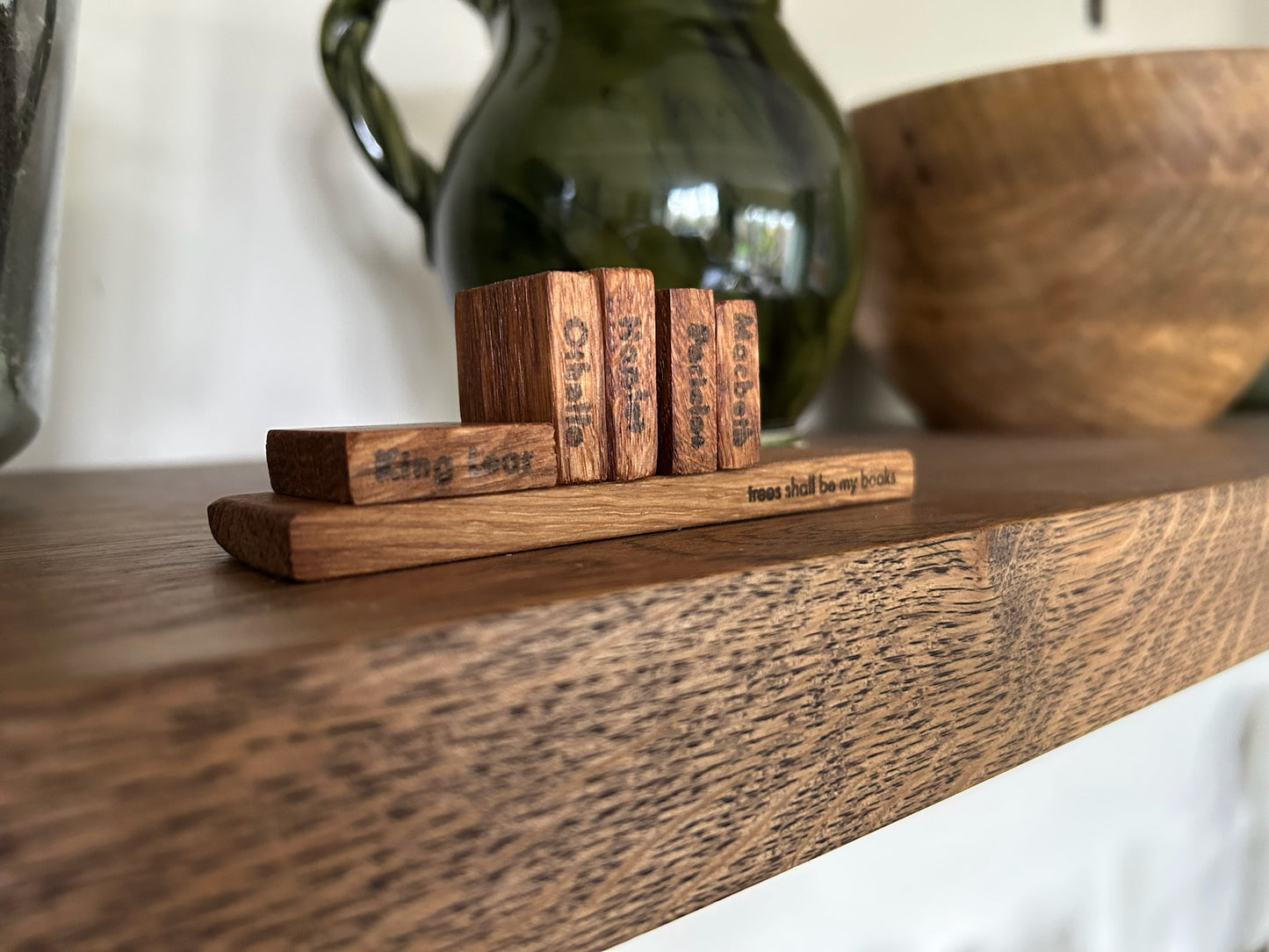 Wooden Shakespeare Books With Shelf: Oak
