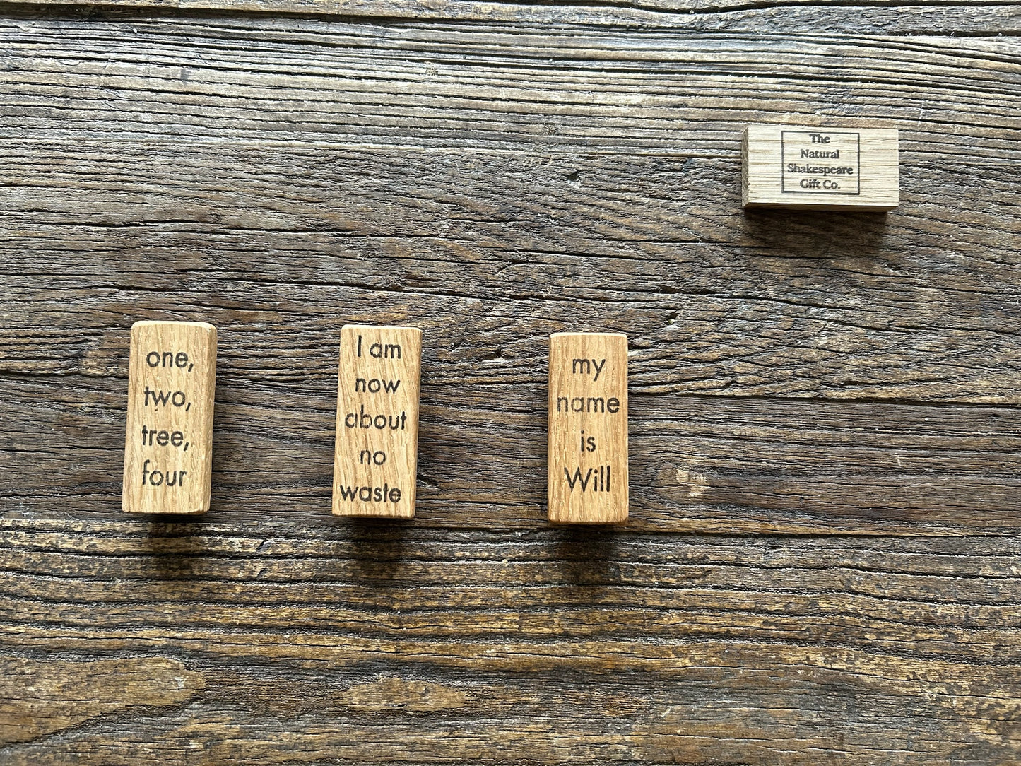 Wooden Fridge Magnet: Oak. ' I am now about no waste'