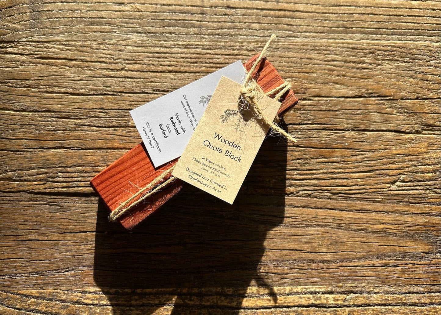 Wooden Love Quote Block: Redwood. 'My love, my life, my soul'