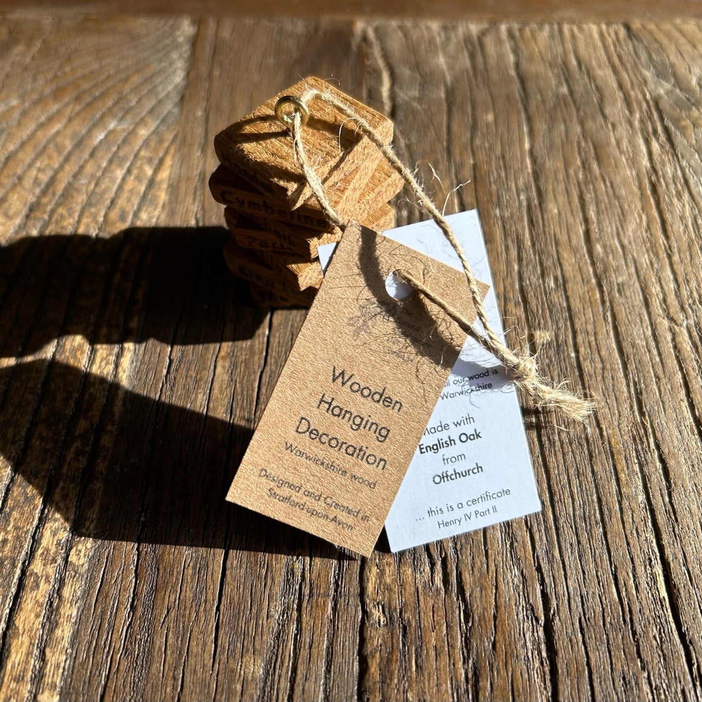 Wooden Hanging Decoration: Stack of Books: Oak