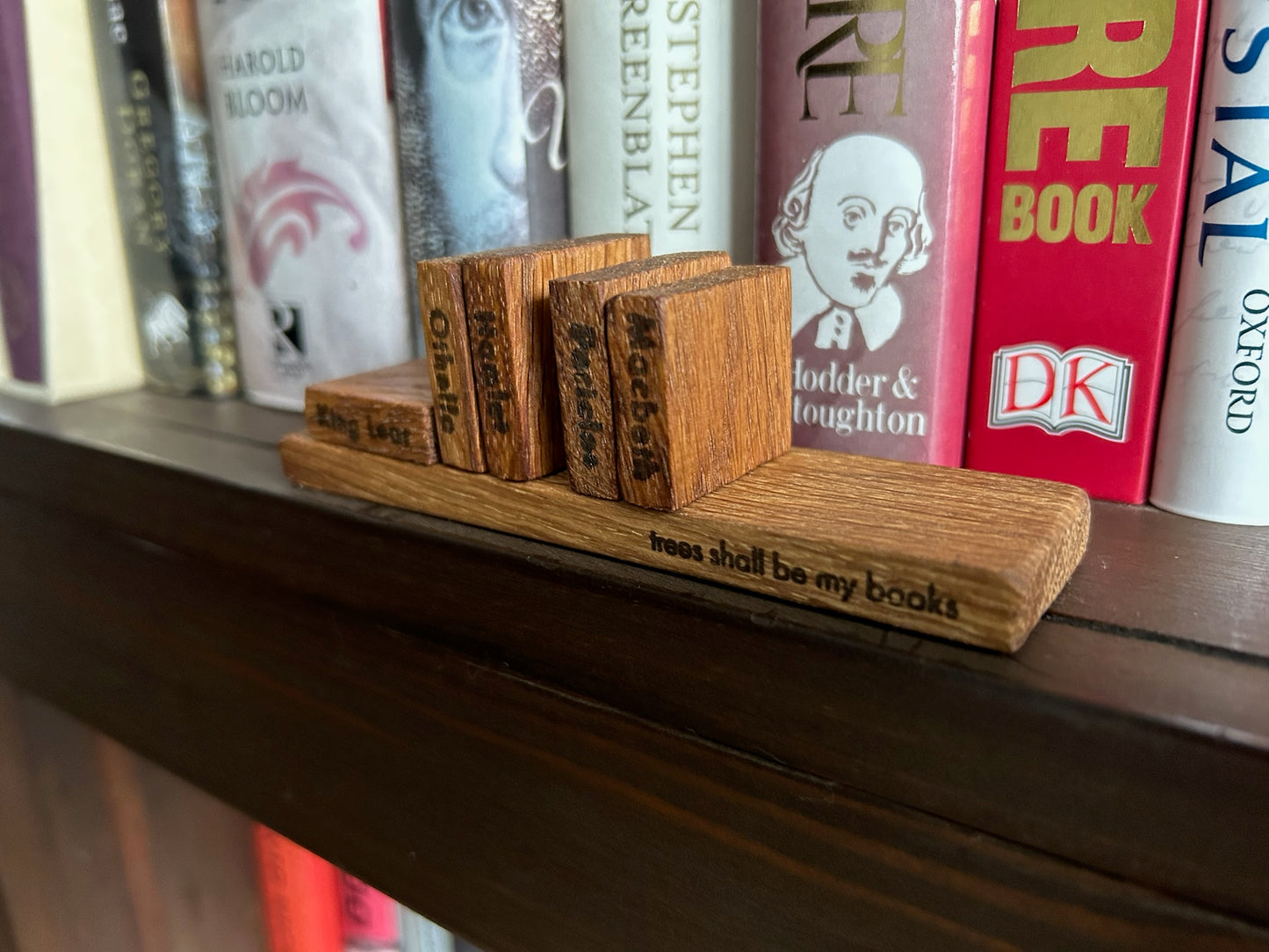 Wooden Shakespeare Books With Shelf: Oak