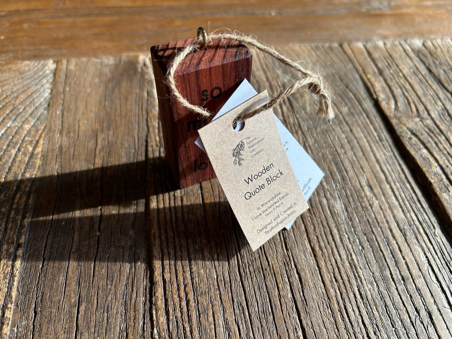 Wooden Hanging Decoration: Redwood. 'so much in love...'