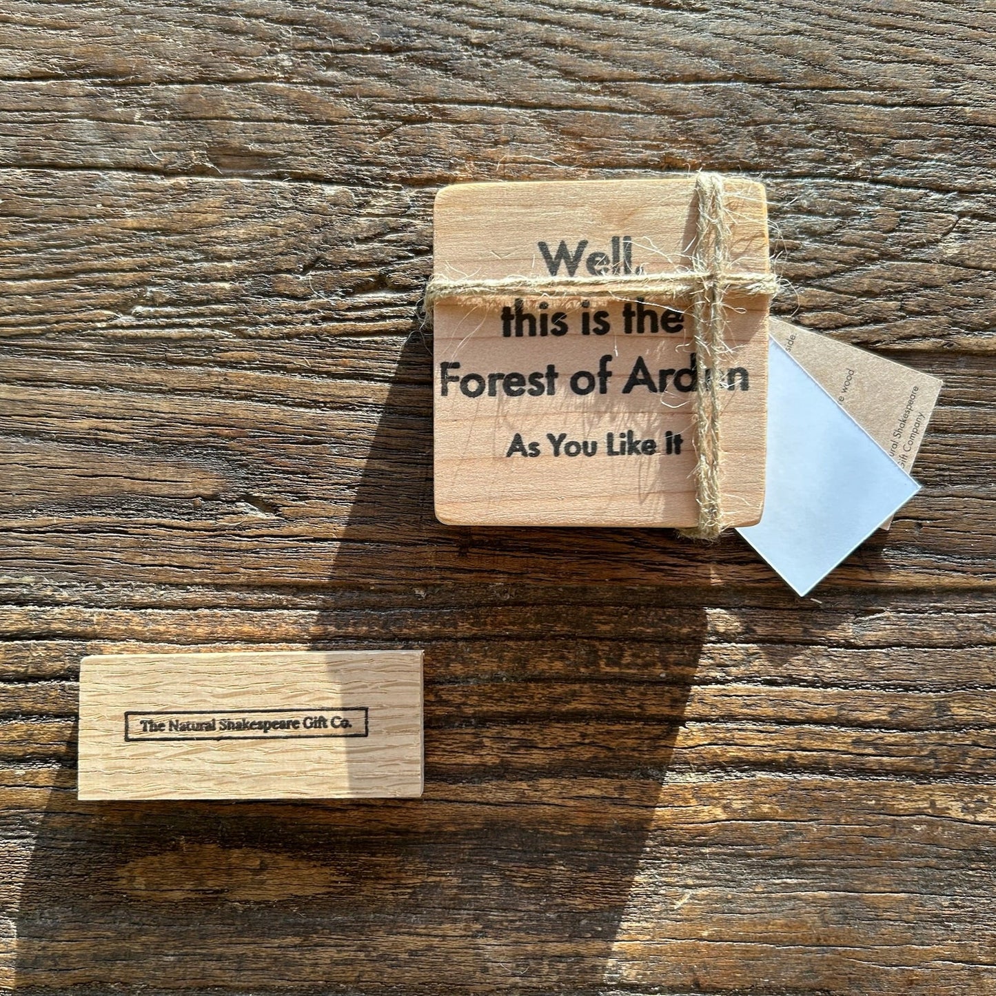 Wooden Shakespeare Quote Block: Cedar 'Well, this is the Forest of Arden'