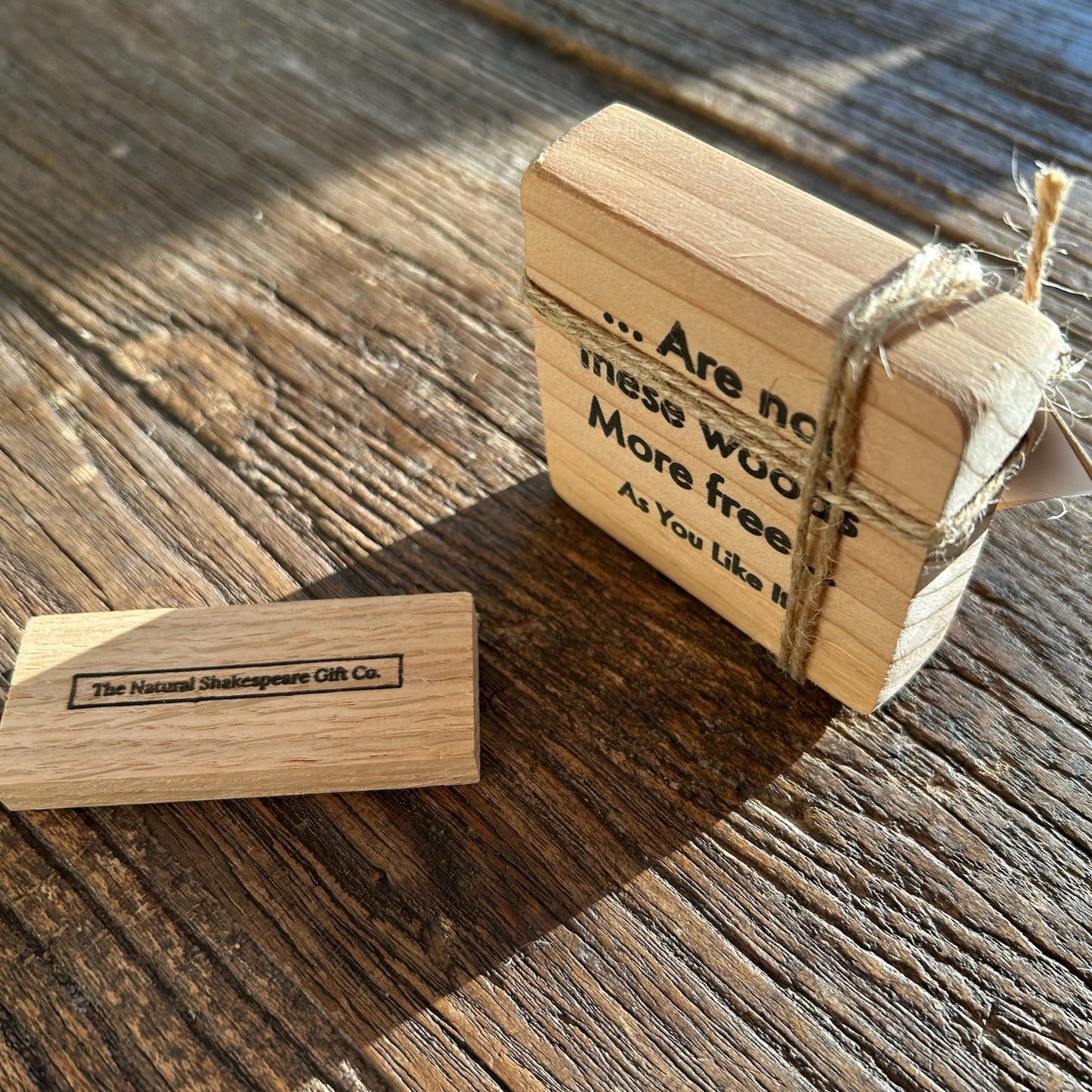 Wooden Shakespeare Quote Block: Cedar. 'Are not these woods More free...'