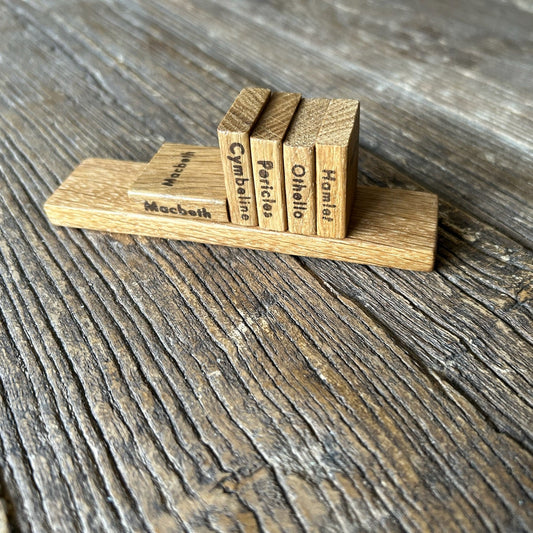 Wooden Shakespeare Books With Shelf: Oak