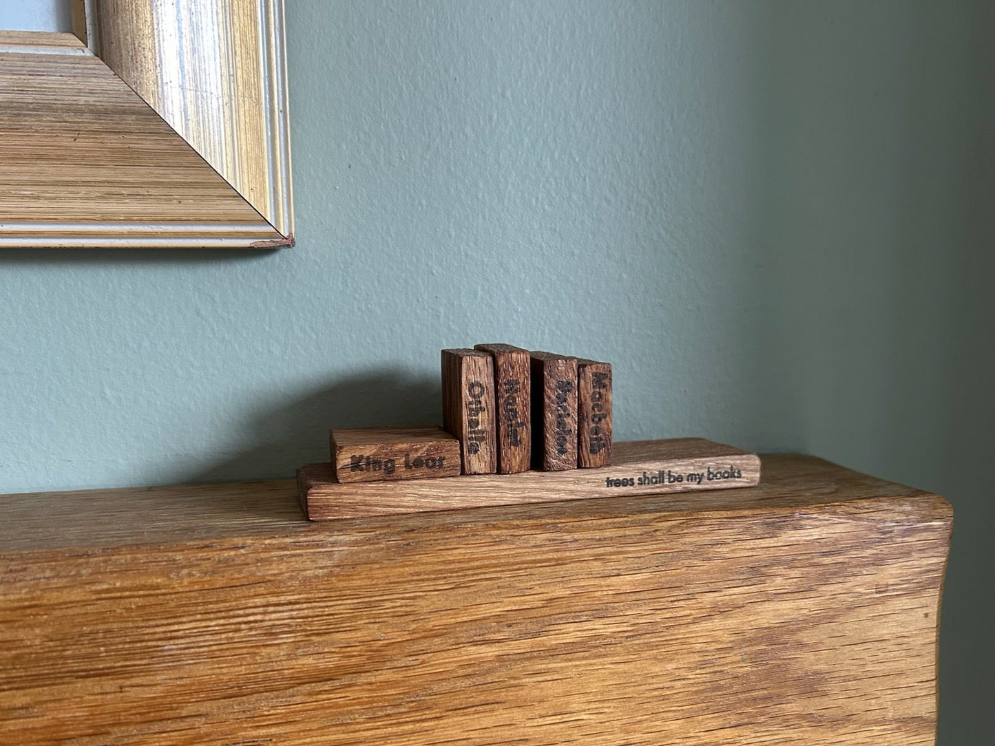 Wooden Shakespeare Books With Shelf: Oak