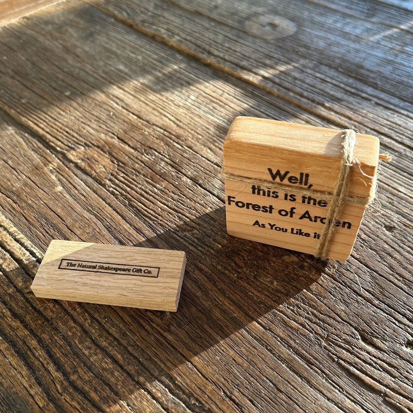 Wooden Shakespeare Quote Block: Cedar 'Well, this is the Forest of Arden'