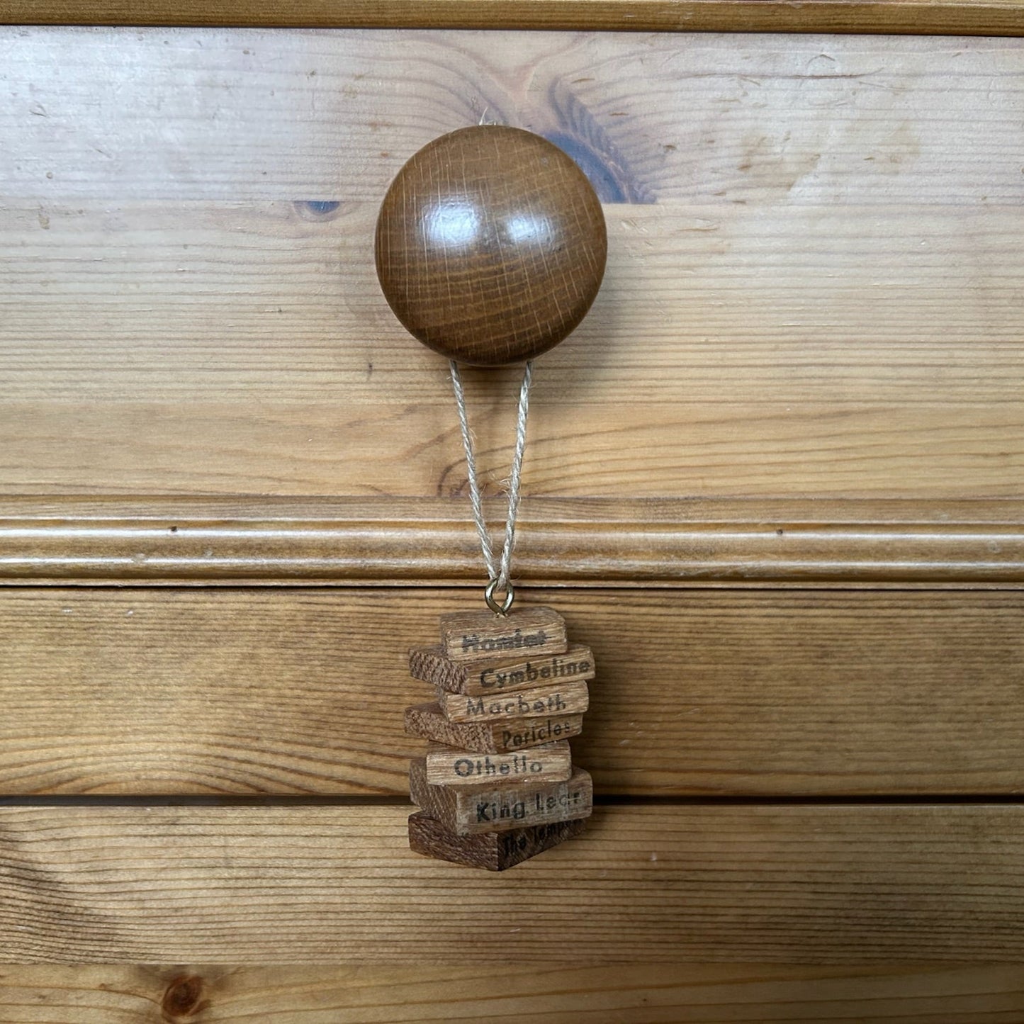 Wooden Hanging Decoration: Stack of Books: Oak