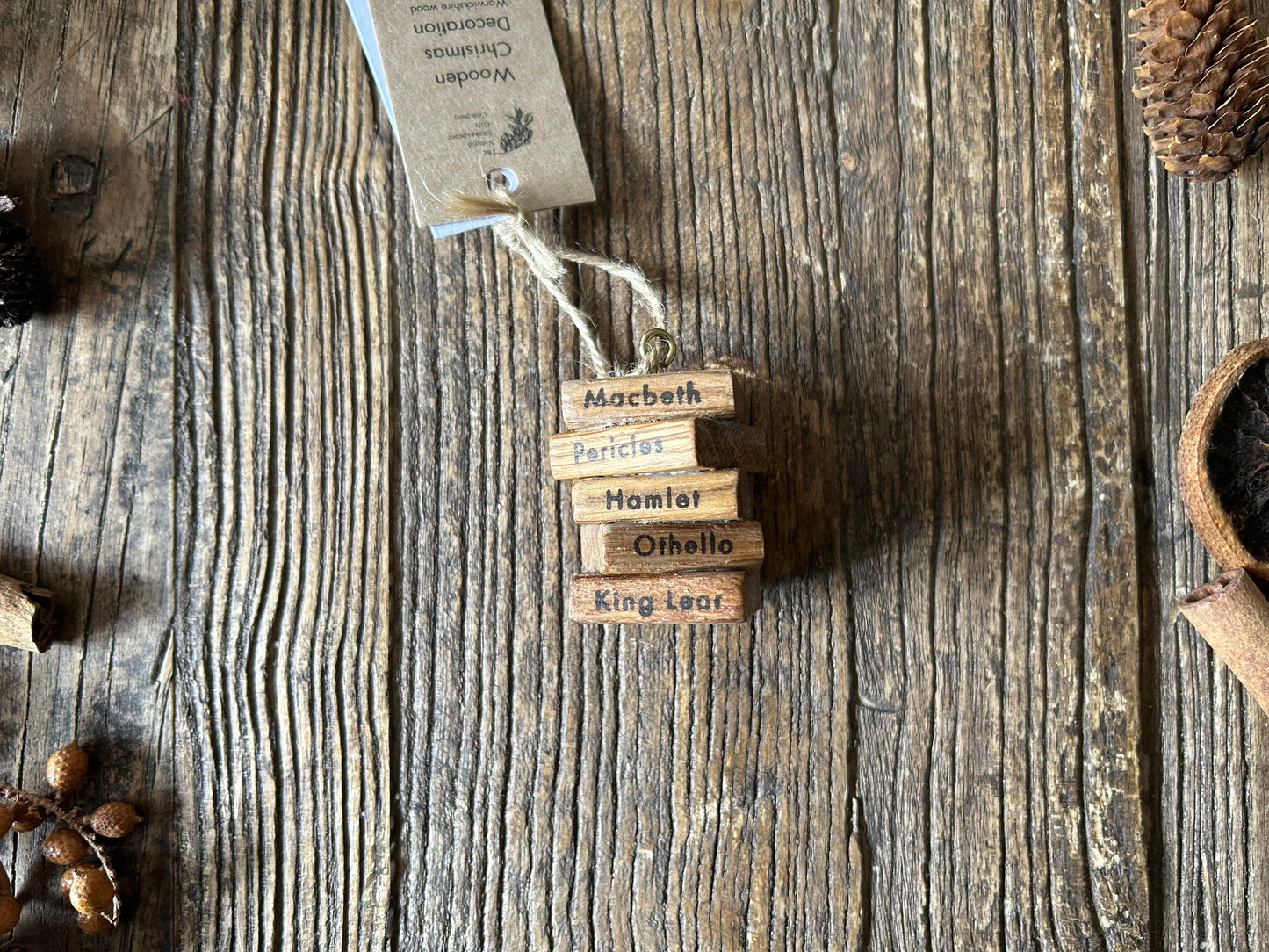 Wooden Hanging Stack of Books: Oak