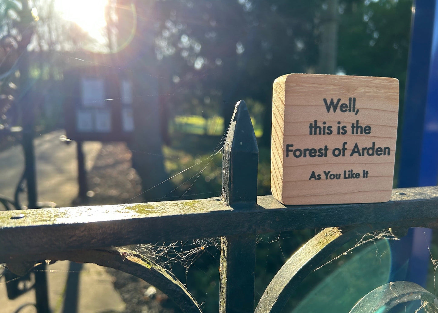 Wooden Shakespeare Quote Block: Cedar 'Well, this is the Forest of Arden'