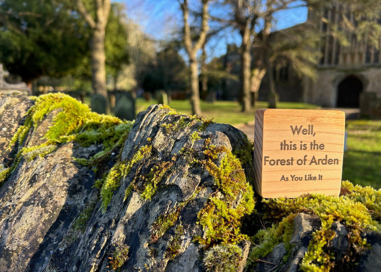 Wooden Shakespeare Quote Block: Cedar 'Well, this is the Forest of Arden'