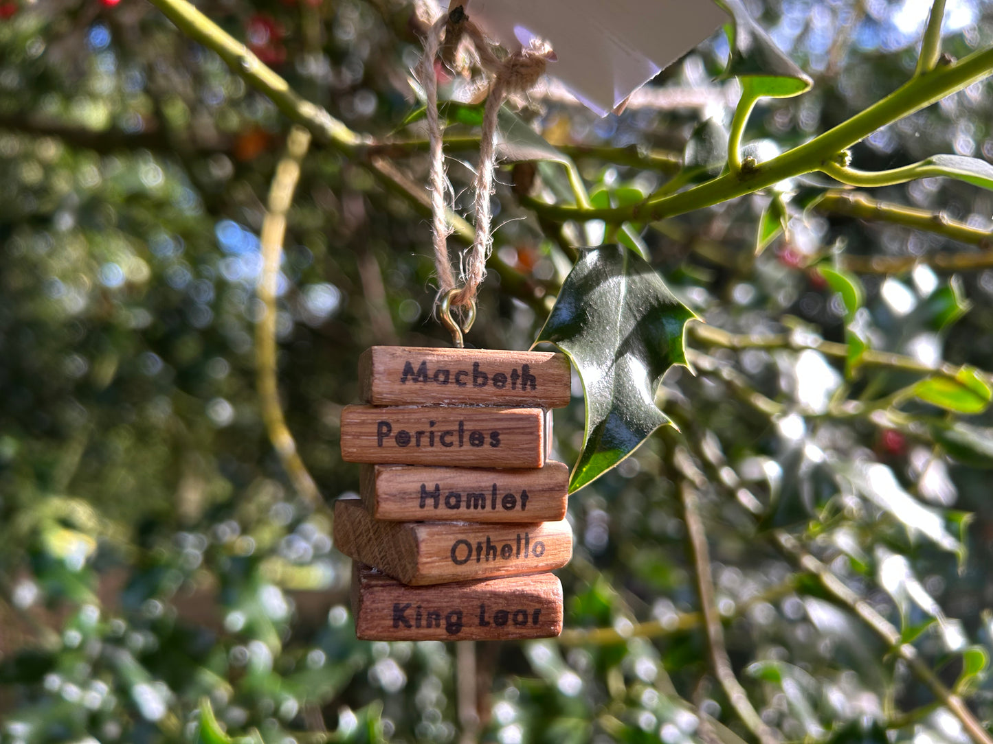Wooden Hanging Stack of Books: Oak