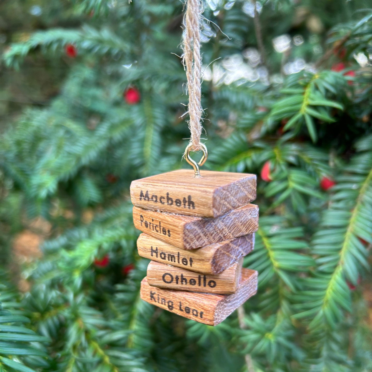 Wooden Hanging Stack of Books: Oak